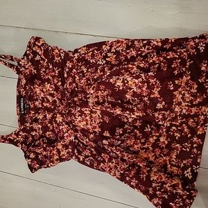 Express v neck floral semi sheer tank top with knotted front